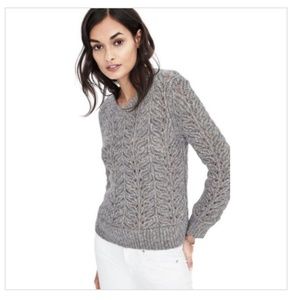 Banana Republic Gray Metallic Cable Knit Sweater